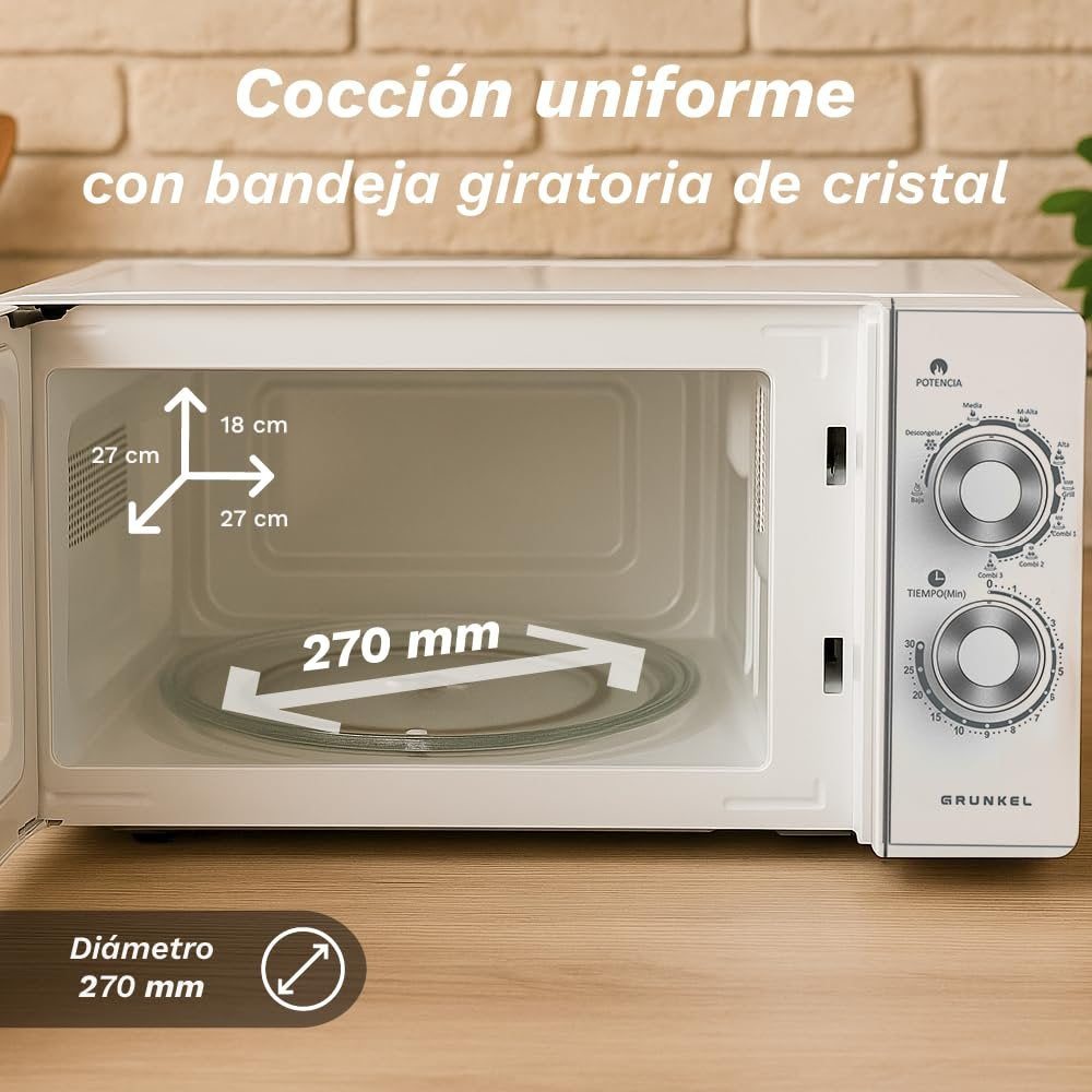 EAN 8426156018973 - Grunkel MWG-25MG microondas Blanco Microondas con grill Encimera 25 L 900 W imagen 5