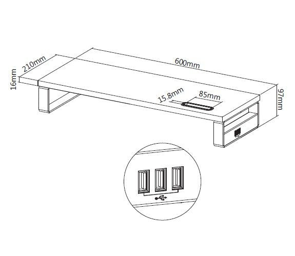 Soporte De Escritorio Para Monitor Con Hub Usb Integrado