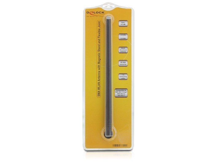 Delock 88410 Antena Omnidireccional Rp-Sma 6.5 Dbi Con Soporte Magnético