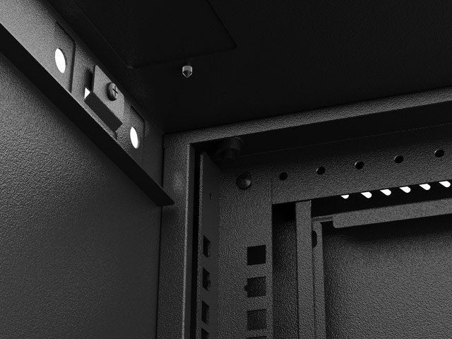 Armario Lanberg Mural Rack 19" 9u 540x350 Flat Pack Negro Puerta Cristal