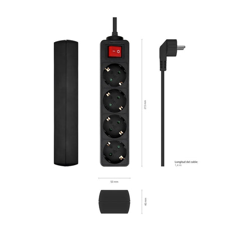 EAN 8436574707694 - AISENS A154-0650 base múltiple 1,4 m 4 salidas AC Interior imagen 3