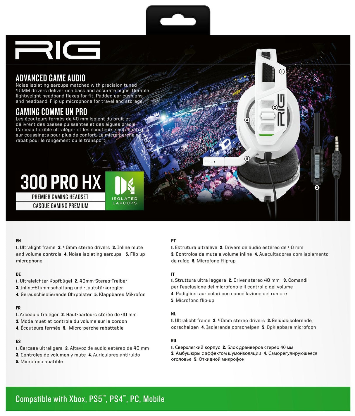 Auriculares Nacon Rig 300hx Xbx Gaming Headset White Rig300prohxw