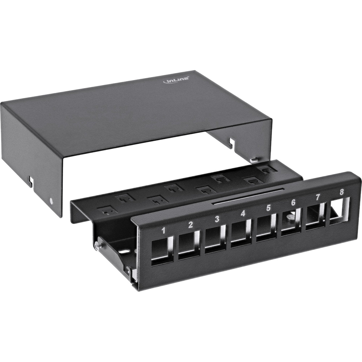 Inline Desktop Point Box 8x Keystone Rj45, Metal, Negro Ral9005