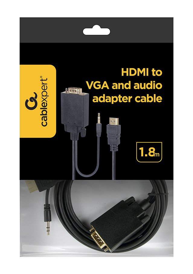 EAN 8716309098021 - Gembird A-HDMI-VGA-03-6 adaptador de cable de vídeo 1,8 m HDMI tipo A (Estándar) VGA (D-Sub) + 3,5mm Negr imagen 5