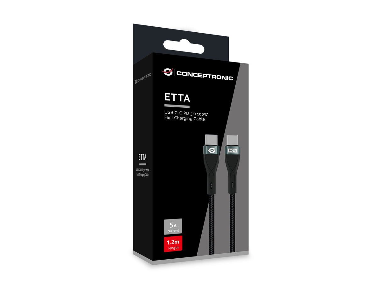 Cable Usb-C Macho A Usb-C Macho 1.2m Conceptronic Pd 3.0 100w 20v 5a 480mbps E-Mark