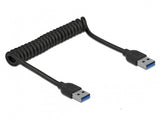 Cable Espiral Delock Usb 3.2 Gen 1, Usb-A Macho > Usb-A Macho Negro, 1,2 Metros 85348