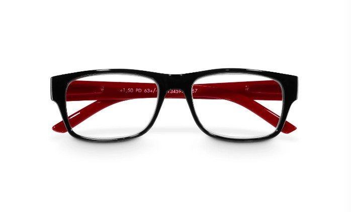 Hama Gafas De Lectura De +3.0 Dioptrias - Montura De Plastico Reciclado - Unisex - Negro Y Rojo