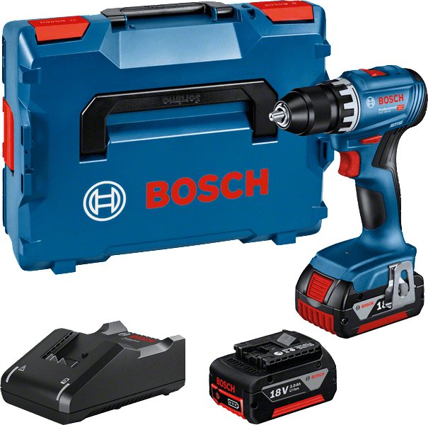 Taladro Atornillador  Bosch Professional  Batería Gsr 18v-45 Professional, 18 Voltios Azul/Negro, 2 Baterías De Iones De Litio De 3,0 Ah, En L-Boxx 06019k3204