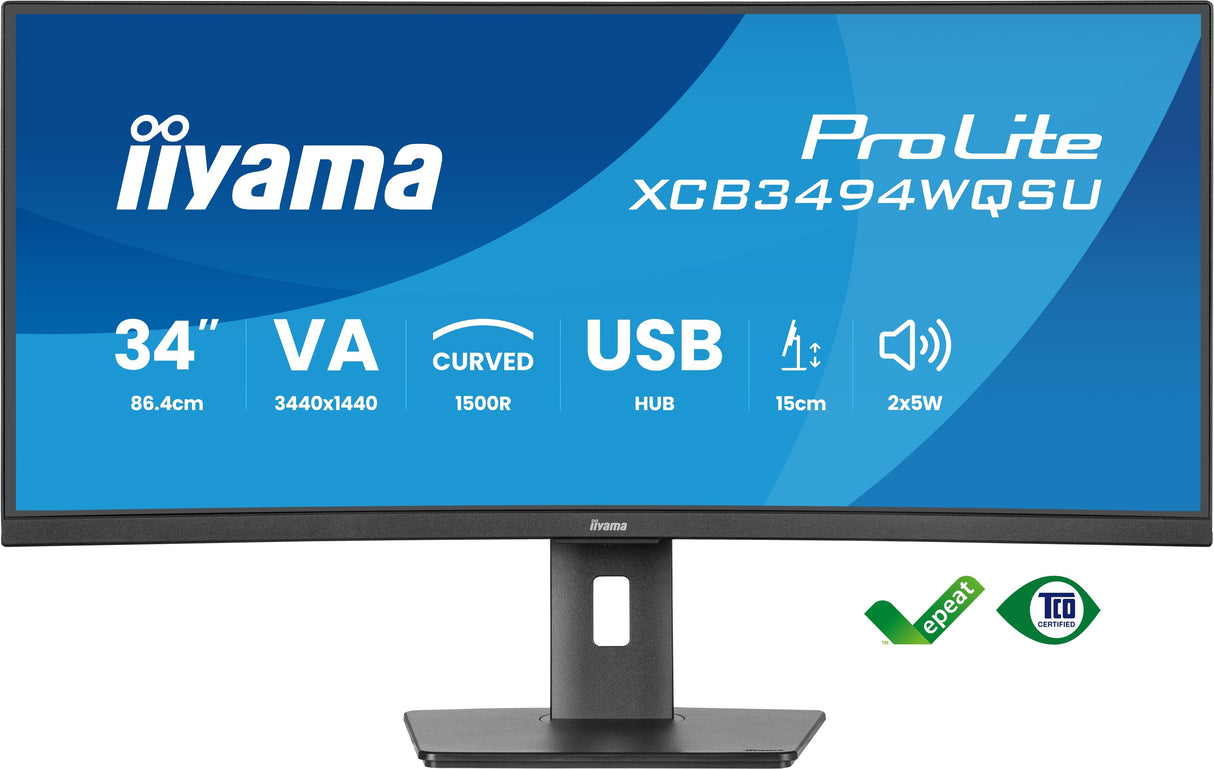 Monitor Iiyama Prolite Xcb3494wqsu-B1 Led 34 "Negro (Matt), Wqhd, Va, Curvado, Amd Freesync Premium, Panel De 120hz Xcb3494wqsu-B1