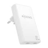 Aisens Cargador De Pared Gan Ultra Delgado 65w, 2xusb-C Pd3.0 Qc4.0, Blanco