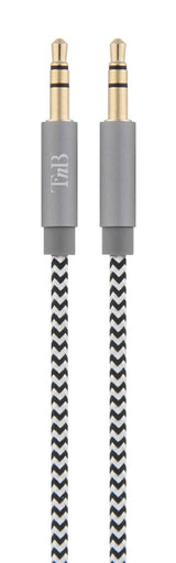 Cable Audio Jack 3,5mm T Nb M/M 1m (Negro/Gris)