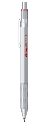 Rotring 600 Multipen 3in1 Plata Pluma De Mina Fina, Bolígrafo Azul/Rojo