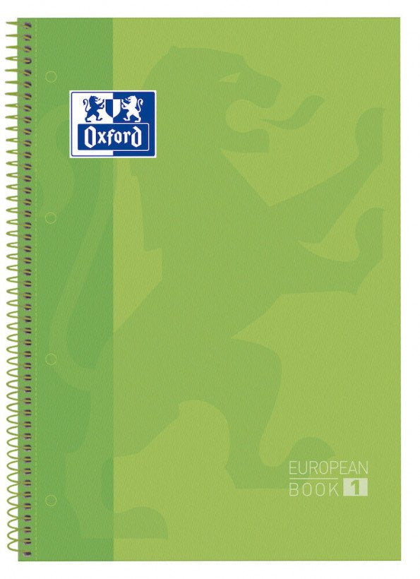 Oxford Cuaderno Europeanbook 1 Microperforado 80 Hojas 5x5 Tapas Extraduras Classic A4+ Verde Manzana -5u-