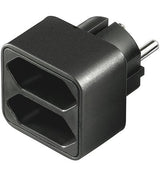 Adaptador De Corriente Goobay 1x > 2x Euro, Negro, 51002