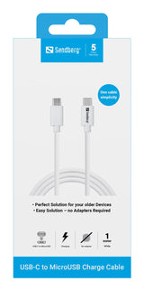 Sandberg 136-74 Cable Usb 1 M Usb C Micro-Usb B Blanco