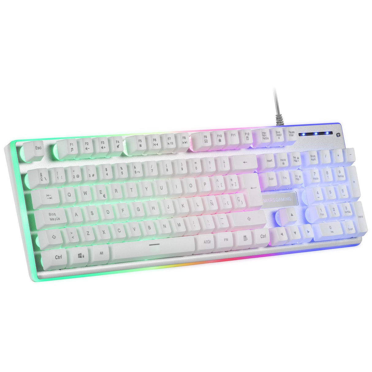 Mars Gaming Mk220 Teclado Gaming - Tecnologia H-Mech - Iluminacion Frgb Rainbow Halo - Panel De Aluminio - Alta