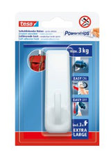 Tesa Powermrips Haken Xl Rechteck 3kg Selbmklebend Blanco