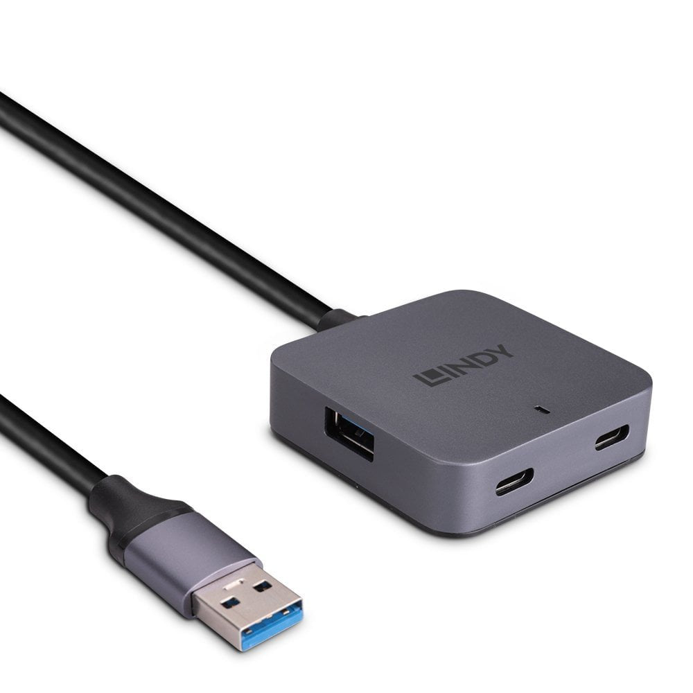 EAN 4002888433884 - Lindy 43388 hub de interfaz USB 3.2 Gen 1 (3.1 Gen 1) Type-A 5000 Mbit/s Negro, Gris imagen 1