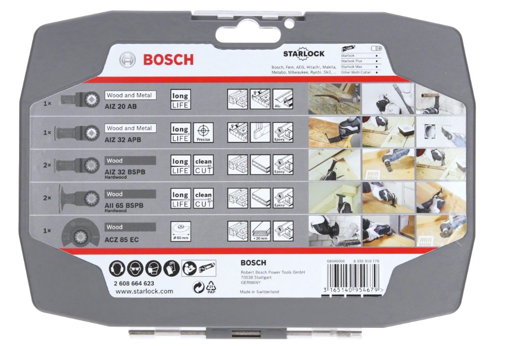 Juego Sierra Hojas Bosch Starlock Juego De Madera 6+1 (7 Piezas, Para Herramientas Multifuncionales) 2608664623
