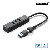 EAN 5715063227435 - Microconnect USBHUB4-2IN1 hub de interfaz USB 3.2 Gen 1 (3.1 Gen 1) Type-A 5000 Mbit/s Negro imagen 1