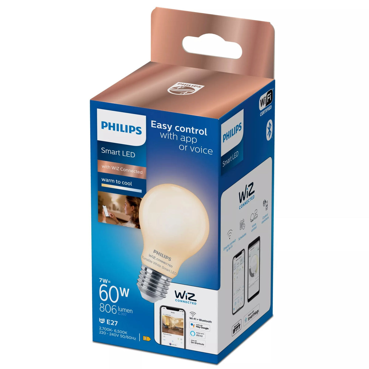 Philips Smart Bombilla Cristal Mate 7 W (Equiv. 60 W) A60 E27