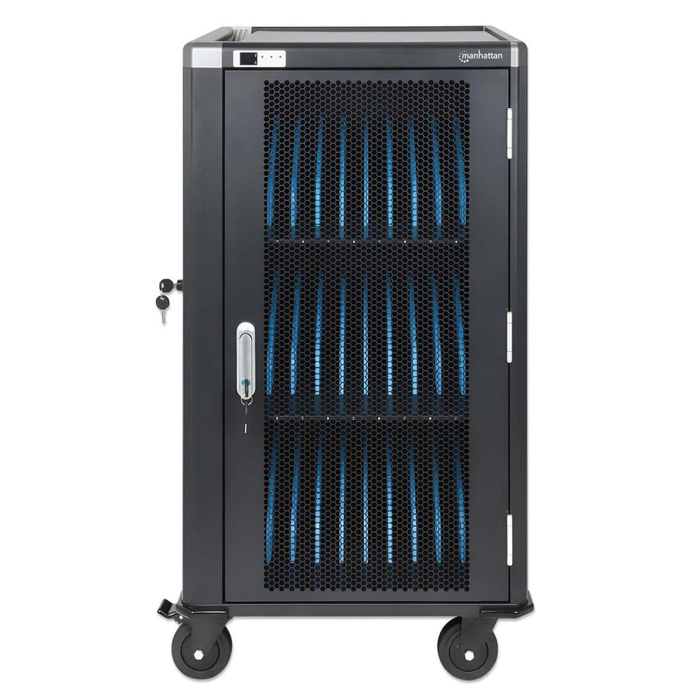Manhattan Carro De Carga Para 30 Portátiles (Hasta 16"), Carga Mediante Adaptadores Ac (Eu) (Requiere Instalación De Cables De Alimentación De Los Dispositivos), Compatible Con Todos Los Portátiles, Ipad Y Macbook, Compartimentos 380×30×280