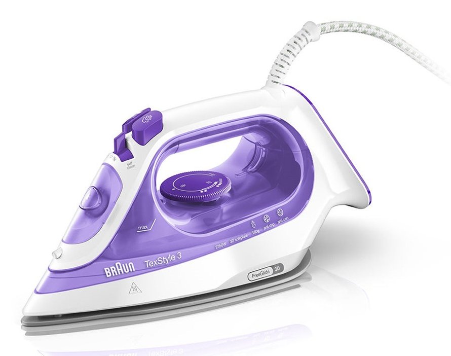 EAN 8021098270689 - Braun TexStyle 3 SI3042VI Plancha a vapor Suela de cerámica 2350 W Púrpura, Plata, Blanco imagen 1