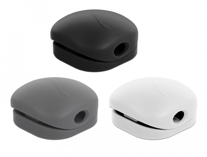 Delock 18299 Organizador De Cables Escritorio/Pared Soporte Para Cables Negro, Gris, Blanco 6 Pieza(S) Blanco/Gris, Soporte Para Cables, Escritorio/Pared, Abs Sintéticos, Negro, Gris, Blanco