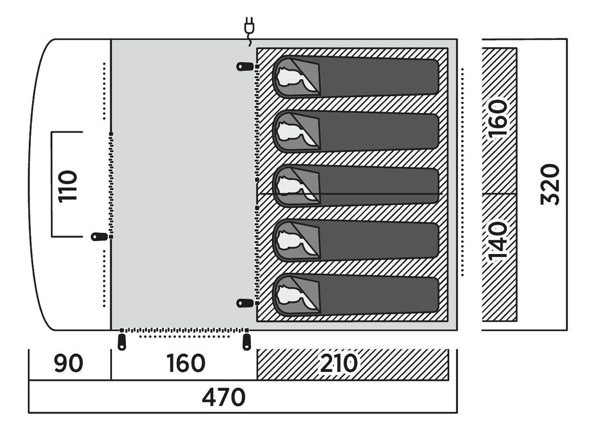 Tienda Túnel Familiar Easy Camp Skarvan 5 Gris, Modelo 2025 120497