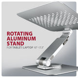 Stnd-Lr Podstawa Do Laptopów Aluminiowa 10-16" Regulowane Katy Nachylenia, Obrót O 360 Stopni
