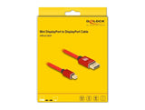 Delock Mini Displayport Zu Displayport Cable 8k 60 Hz 1 M Rot Metall Ohne Einrastfunktion