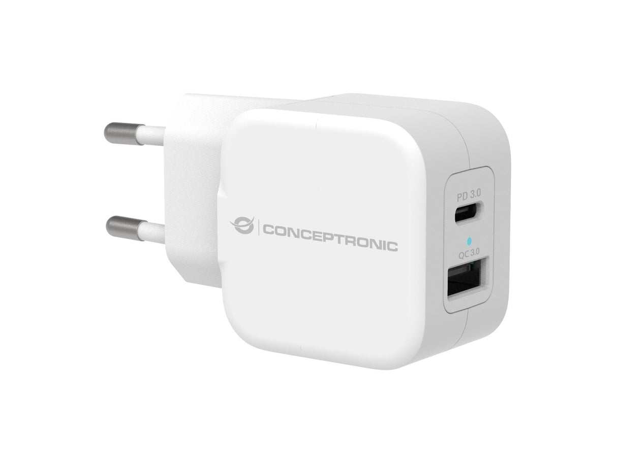 Cargador De Pared Quick Charge   Pd  1puerto Usb-C 1 Puerto Usb A  Conceptronic Althea 20w