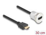 Delock Hdmi Einbaubuchse 8k 60 Hz Mit Cablepeitsche Stecker 30 Cm Aluminium