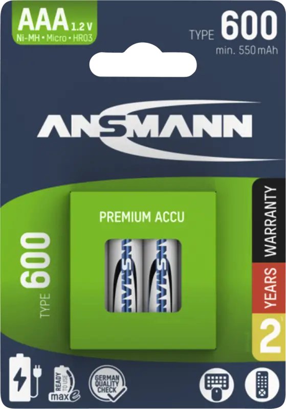 1x4 Ansmann Nimh Akku Micro Aaa Typ 600 Min.550 Mah    1311-0022