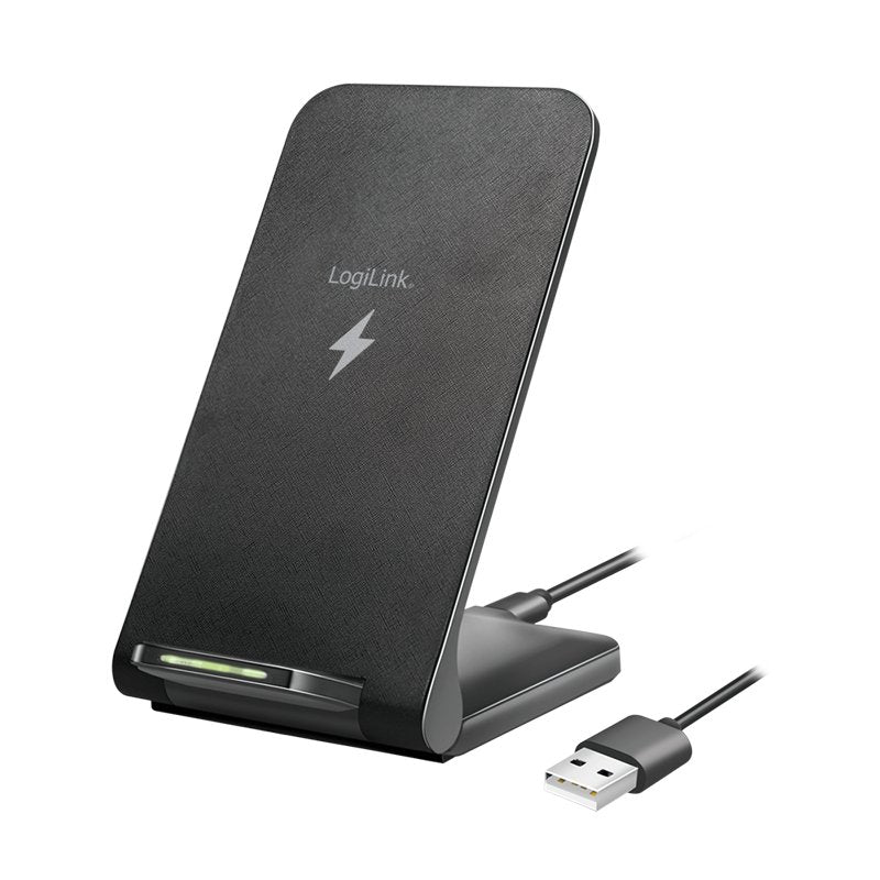 Logilink Wireless Quick Charging Stand 15 W, Twin Coil, Negro