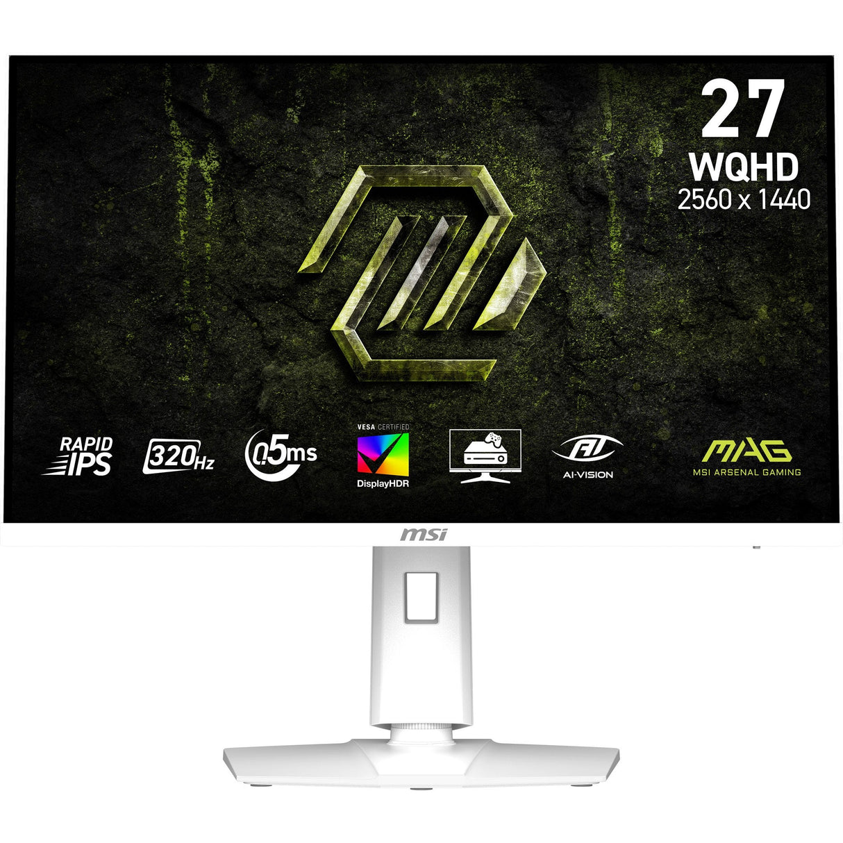 Monitor Msi  (27") 2560 X 1440 Pixel 9s6-3ce49h-028 16:9 Wide Quad Hd Rapid Ips 0,5 Ms 320 Hz Hdr Displayport Hdmi Pivot Height Vesa
