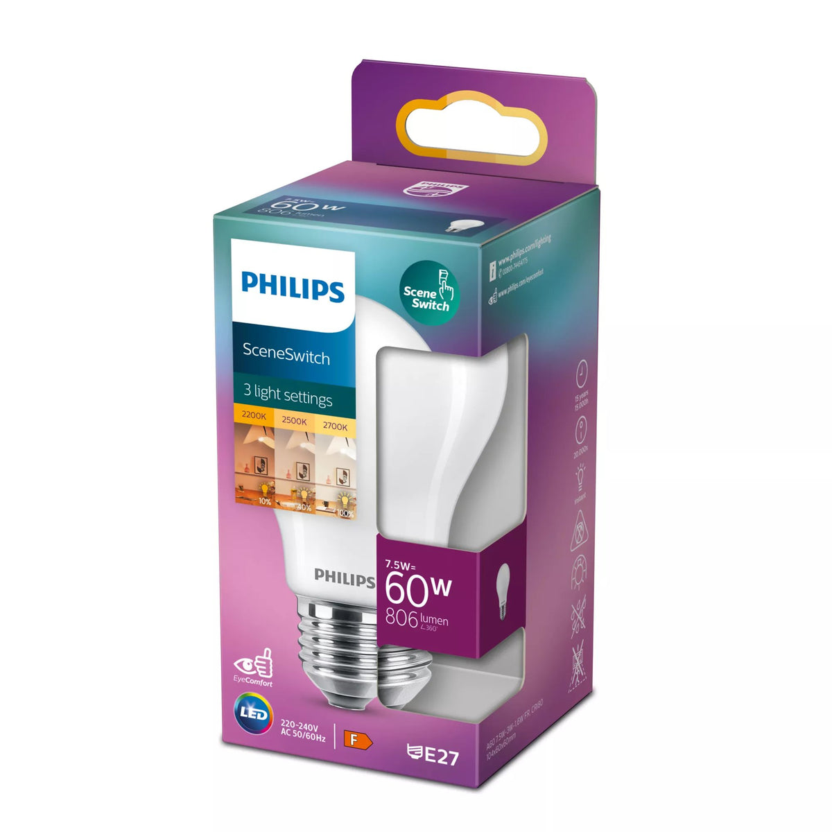 EAN 8719514263963 - Philips 8719514263963 lámpara LED Luz cálida 2200 K 7,5 W E27 F imagen 2
