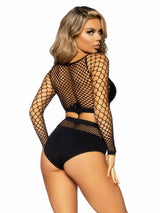 Conjunto Top Y Bragas De Red - Negro