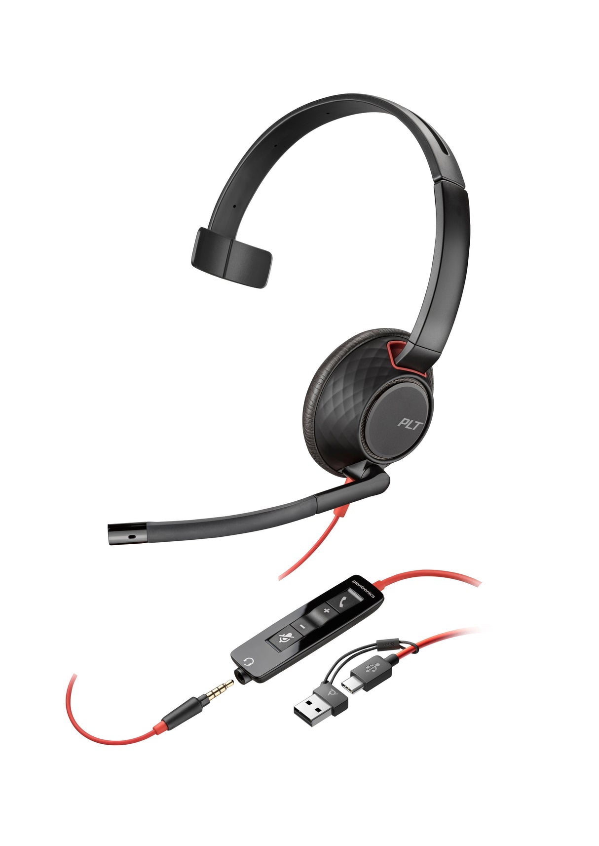 Auriculares  Poly Blackwire 5210 Monaural Usb-C + Conector De 3,5 Mm + Adaptador Usb-C/A (Paquete)