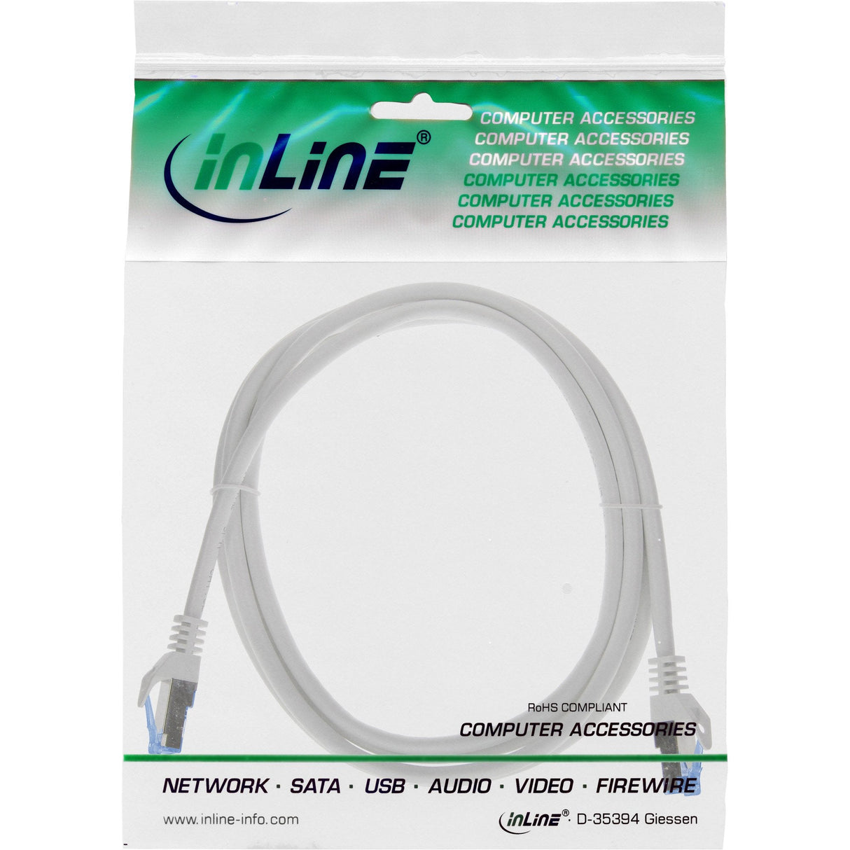 Inline® Patch Cable, Cat.6a, S/Ftp, Tpe (Lszh), Cca, Gris, 0.5m