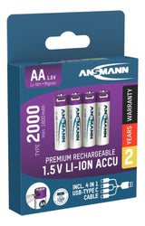 Ansmann 1312-0036 Baterías Recargables Mignon Tipo Aa 2000 (Min. 1800 Mah) Pack De 4