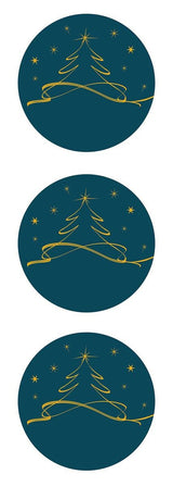 Sigel Aufkleber Christmas Tree Petrol Weihnachtsbäume, Petrol 47,0 X 47,0 Mm, 200 Etiquetas