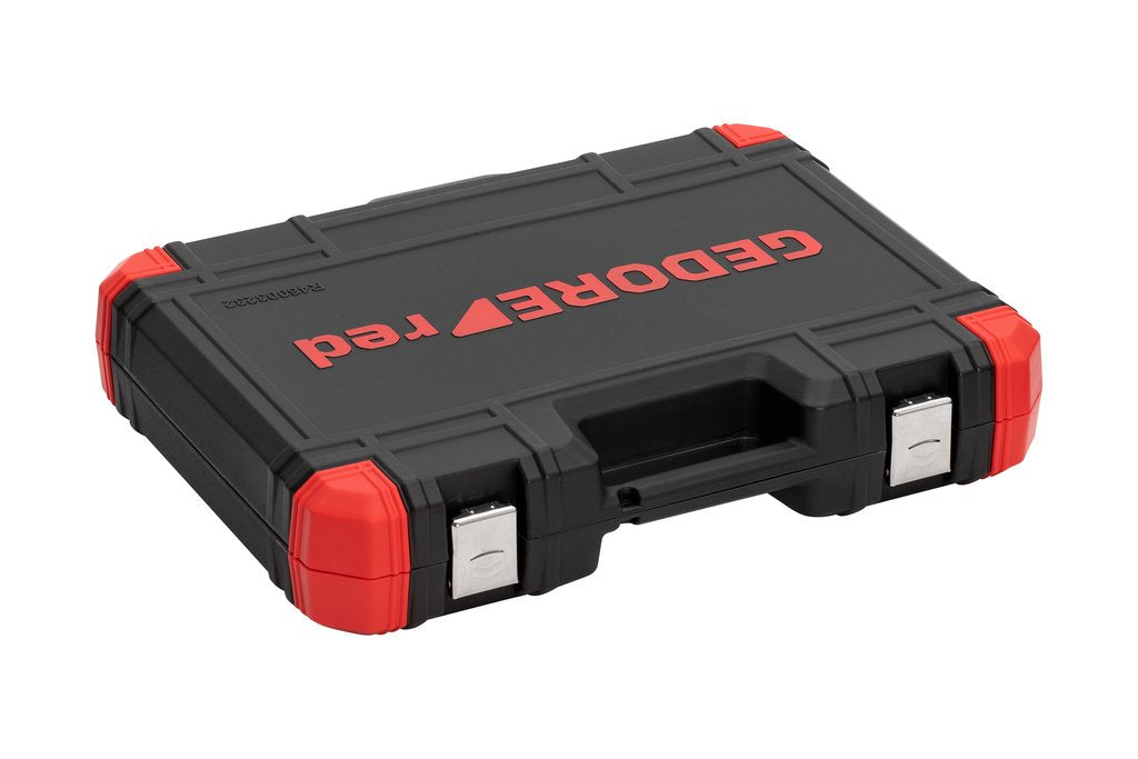 Gedore Juego De Llaves De Vaso Rojas 1/4" + 1/2", 232 Piezas, Juego De Herramientas Rojo/Negro, Con 2 Carracas Reversibles