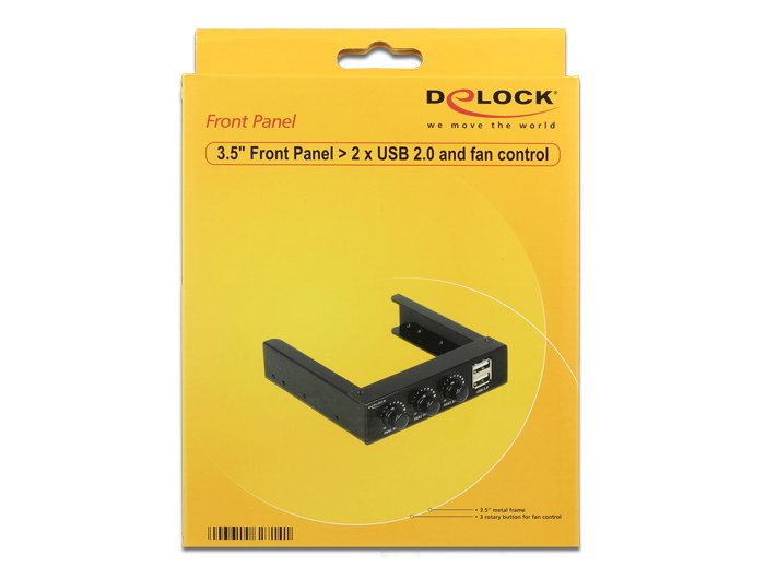 Delock 3.5" Front Panel > 2 X Usb 2.0 And Fan Control - Anschlüsse Am Vorderen Bedienfeld Des Speicherschachts - Usb 2.0 X 2