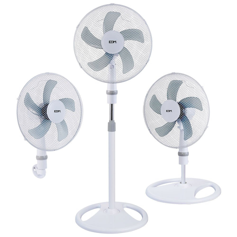 Ventilador 3 En 1, Blanco, Potencia 45 W, Aspas Ø40 Cm, Altura Regulable 107-133 Cm