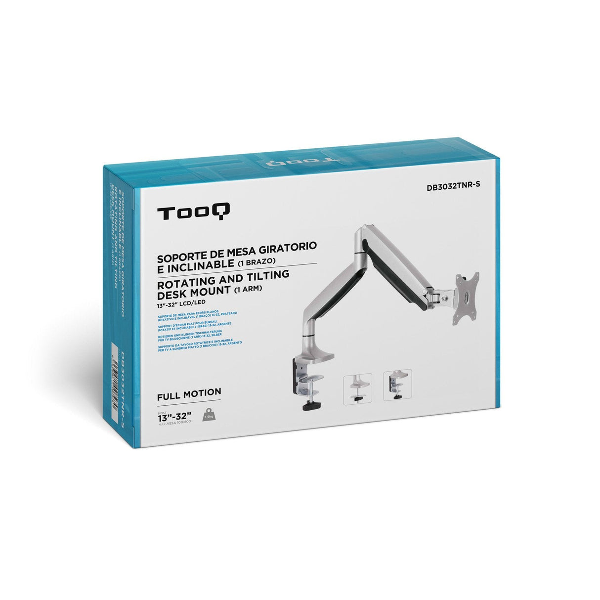 Tooq Soporte De Mesa Con Brazo Articulado Para Monitor De 13"-32" - Giratorio E Inclinable - Piston De Gas - Peso Max