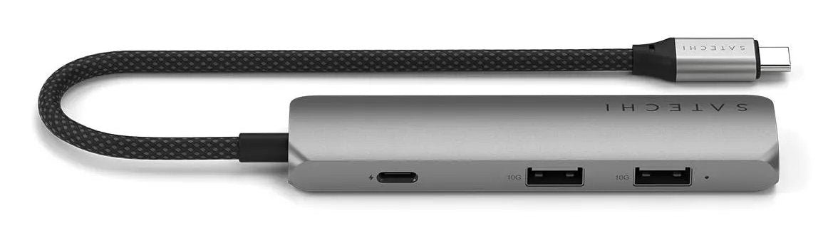 Satechi 4-W-1 Usb-C Slim Multiport 4k Usb-C (Usb-C, 4k Hdmi, 2x Usb-A) (Gris)