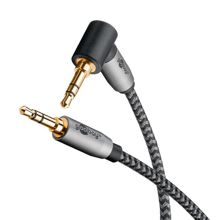 Cable Audio Stereo Minijack 3.5 M/M  3,00m 90º Flexiplus Nylon Goobay