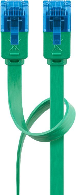 Latiguillo Cat 6a, U-Utp,  1.00 M, Verde, Plano Cu-Pvc