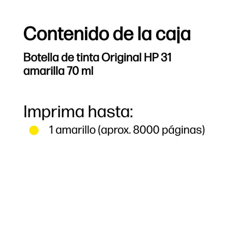 EAN 0191628349500 - HP 31 70ml Yellow Original Bottled Ink Cartridge for Smart TankSeries Printers imagen 3